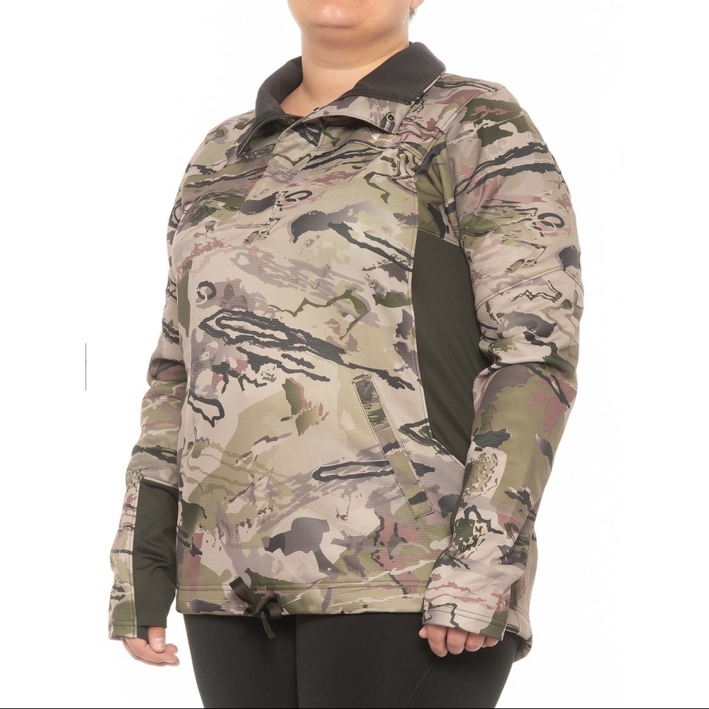 NWT $100 Under Armour women’s threadborne stir fleece camp shirt top 2XL